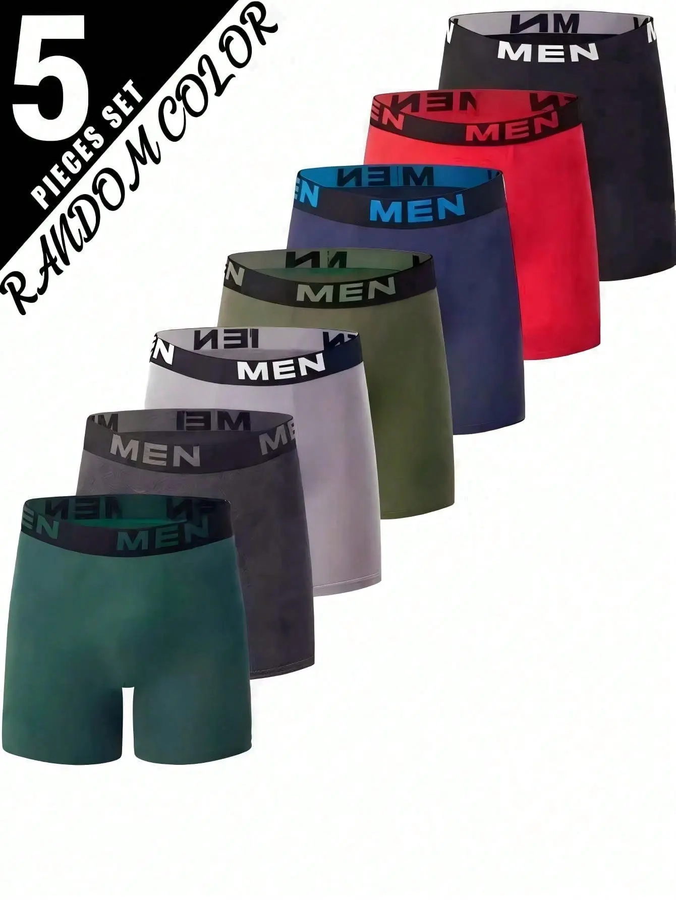 5 Pack Men's Athletic Boxer Briefs, Breathable Solid Color Daily Activewear with an Elastic Waistband, Menswear, Chic