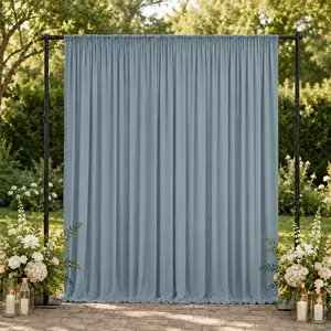 10ft x 10ft Spandex Backdrop Curtain Dusty Blue, 4-Way Stretch Wrinkle-Free Photo Booth Backdrop with Rod Pockets for Wedding & Events