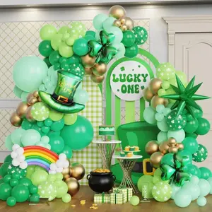 153pcs St. Patrick’s Day Balloon Kit with Shamrocks, Green Balloons & Lucky Clover Foil Decor