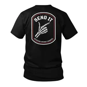 Send It Tactical Shirt Motivation Mindset Graphic Tee No Victory Without Sacrifice T-Shirt Tactical Streetwear Gym Shirt Edgy Skull Hand Graphic Tee for Men Women