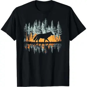 Cotton Short Sleeve Graphic Tee Wolf Forest Nature Wildlife Outdoor T-Shirt For Men Women