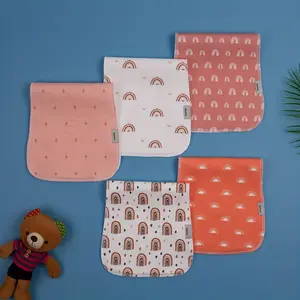 5-Pack Muslin Baby Burp Cloths for Boys & Girls, 4-Layer Gauze Cotton Burping Cloths, Soft Absorbent Feeding & Drool Towels for Newborns, Infant Shoulder Burp Rags Baby Essentials