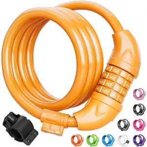 Bike Cable Lock – 4FT Heavy Duty Combination Lock, 12mm Anti-Theft Security Cable with Resettable 5-Digit Code & Mounting Bracket, for Bicycle, E-Scooter, Motorcycle
