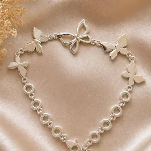 Brazalete de mariposas plata 925 medida 7 con extensión hasta el 8