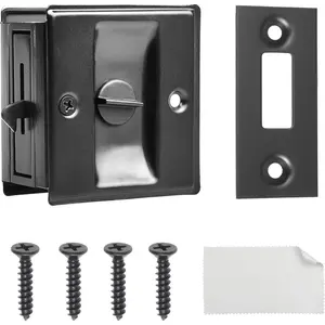 Pocket Sliding Door Lock -  Door Pull with Lock - Reversible - Compatible with  Doors - Easy Grip - Doors with Thickness /8" (3.49 cm)