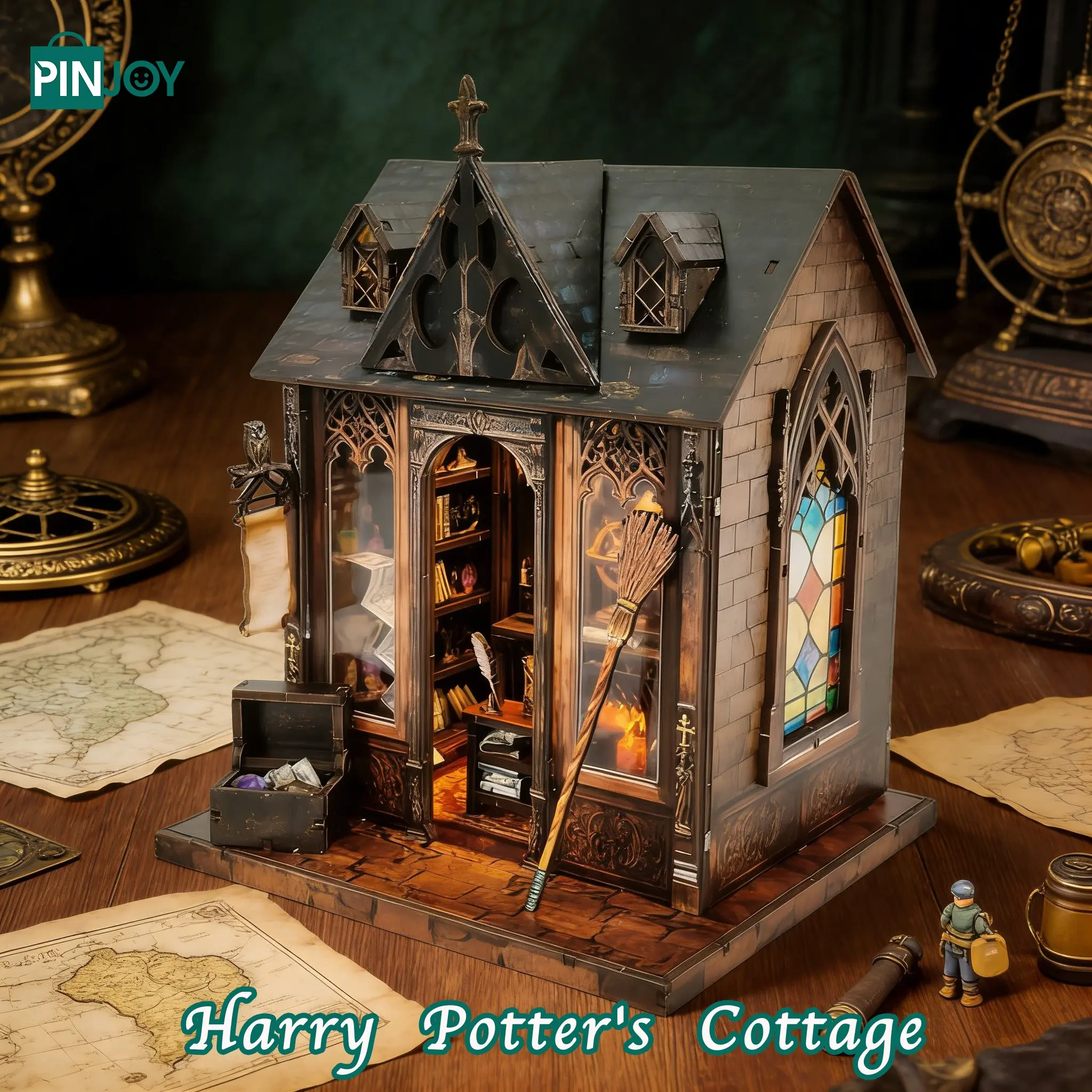 Wooden Harry Potter Hut DIY Model Set, Bookshelf Decoration 3D Puzzle, Art Puzzles, Stress Relief Craft Project for Adults & Teens, Best Gift Choice, Wooden Puzzles