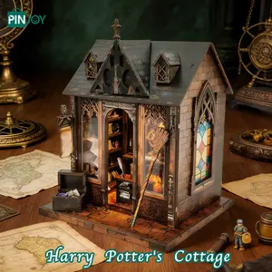 Wooden Harry Potter Hut DIY Model Set, Bookshelf Decoration 3D Puzzle, Stress Relief Craft Project for Adults & Teens, Best Gift Choice, Wooden Puzzles