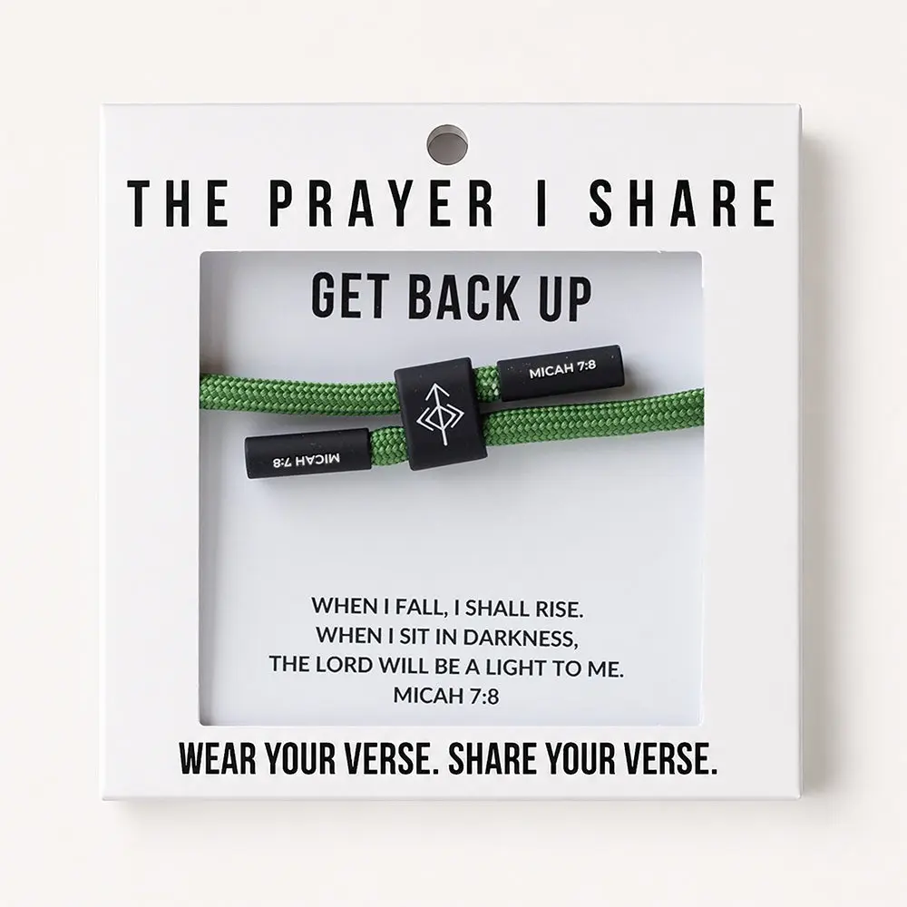 GET BACK UP Bracelet - Unisex, Adjustable Fit, Durable Polyester Cord, Alloy Accents, Waterproof, Versatile Accessory for Everyday Wear