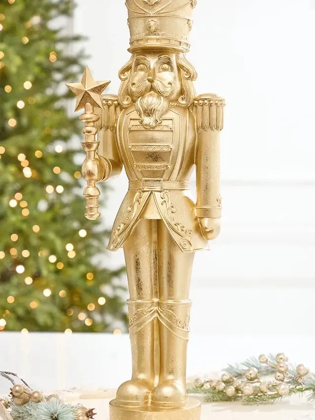 23.5 Inch Gold Nutcracker Figurine, Resin Christmas Soldier Holiday Decor