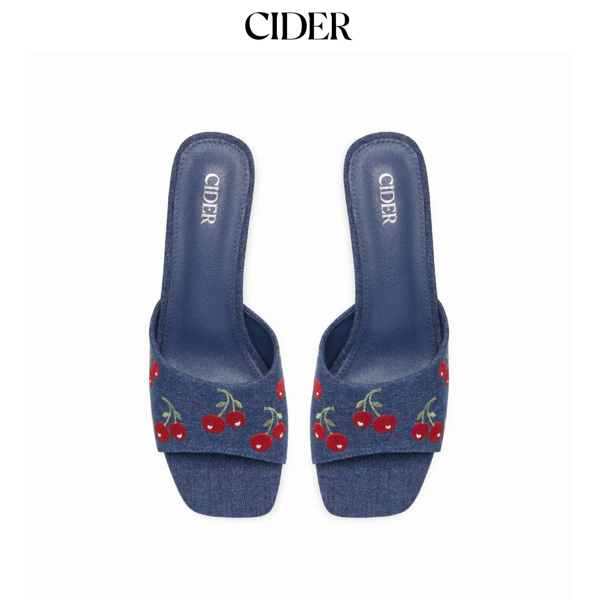 Cider Women's Cherry Pattern Chunky Sandals, Open Toe Block Heel Platform Shoe, Stylish Summer Casual Fashion Footwear, Casual Wear, Cute