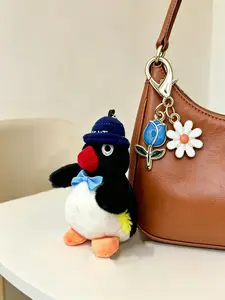 1-Piece Set: Penguin Plush Charm + Floral Metal Bag Accessory. An Adorably Soft Penguin Plush Charm—Perfect as a Bag Pendant, Backpack Keychain, or Car Key Fob. An Ideal Gift for Students, Young Women, and Young Professionals.