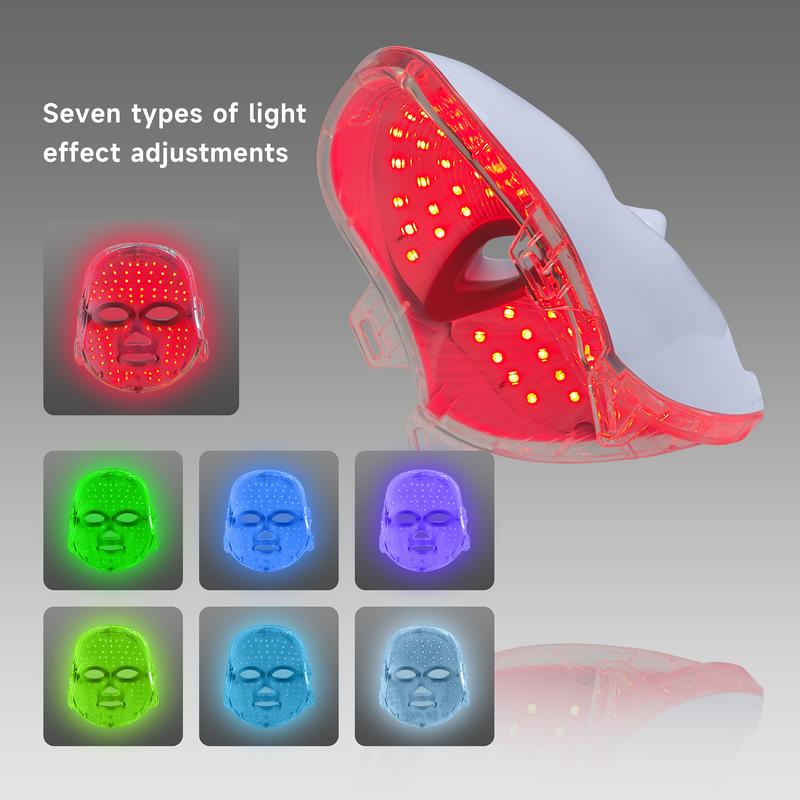 USB Rechargeable 7-Color Light Therapy LED Face Mask, Suitable for Daily Facial Use - Facial Skincare Tool