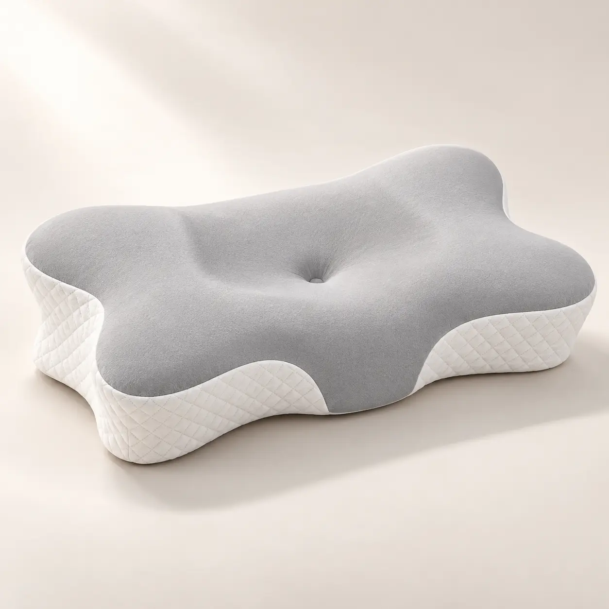 Ergonomic Memory Foam Cervical Support Neck Pillow - Dual Height, Contoured Shape, Breathable Removable Pillowcase for Side, Back Sleepers