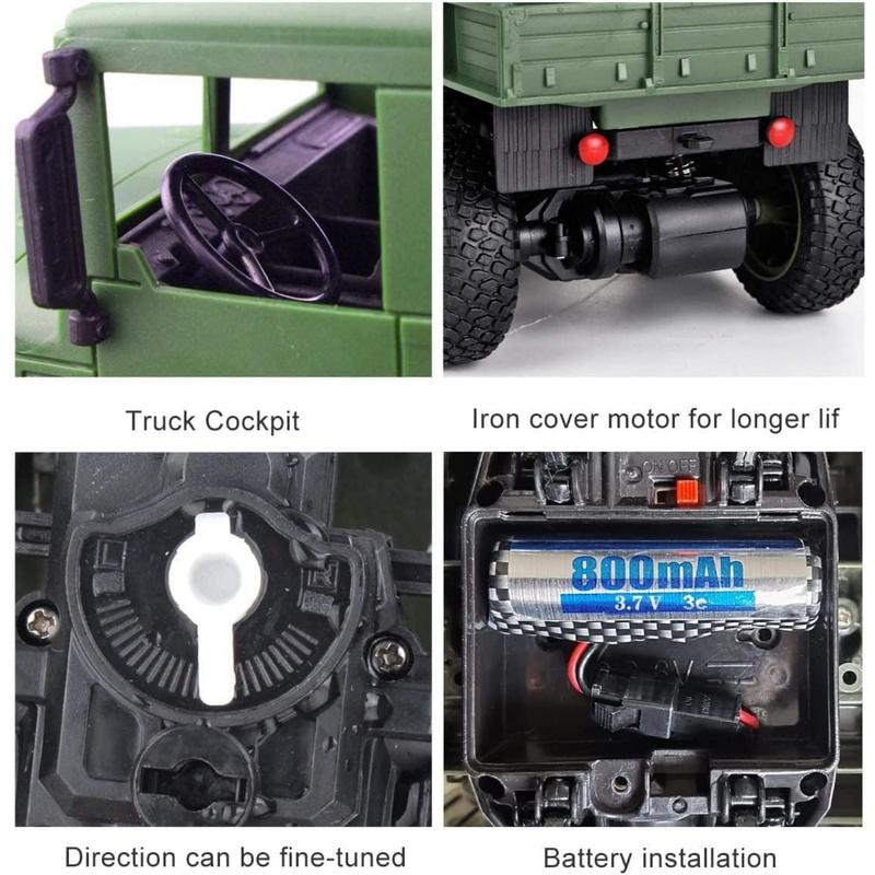 Military Truck 2.4Ghz Off-Road Remote Control Car RC 4WD Truck for ATVs, Children's Day Ideal Gift for Boys (Green)