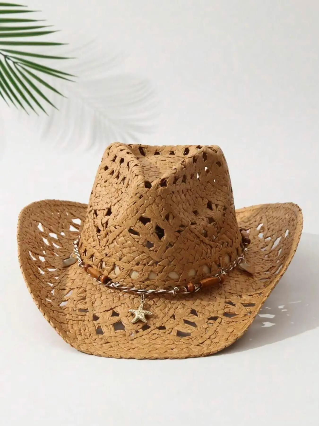 Women's Wide Brim Summer Sun Hat, Boho Style Foldable Straw Western Cowboy Hat for Beach Vacation, Fashion Accessories for Women & Girls, Adjustable Hat, Lightweight Sun Hat, Casual Hat, Stylish Hat