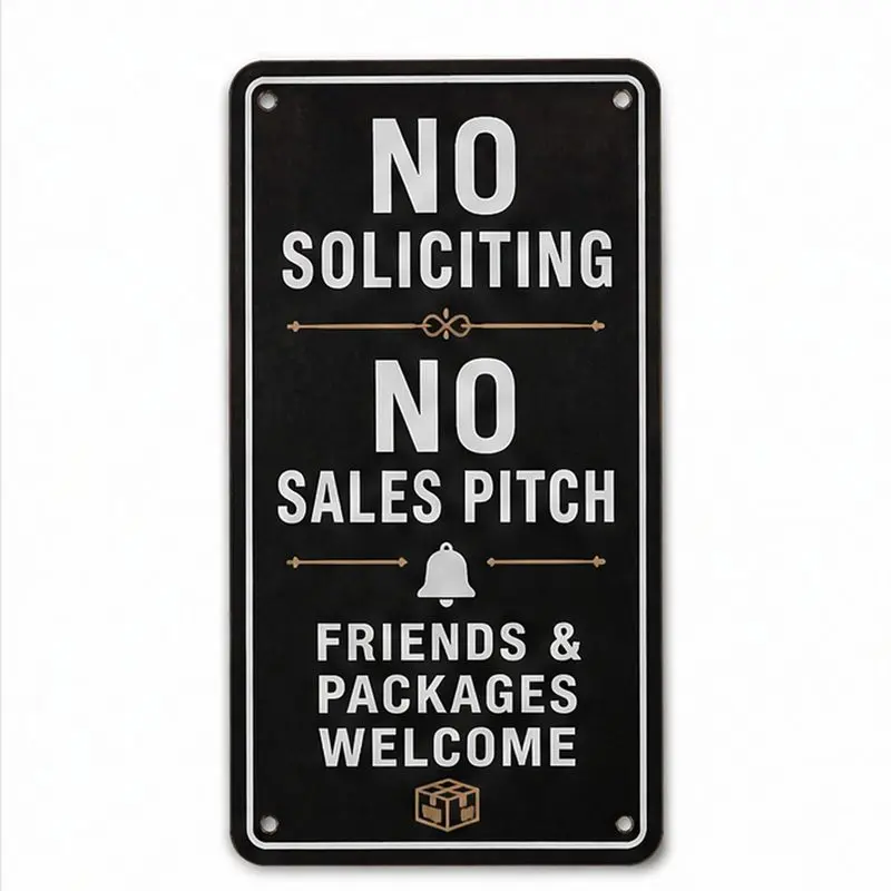 Funny No Soliciting Sign - 8" x 12" Front Door Porch Decor