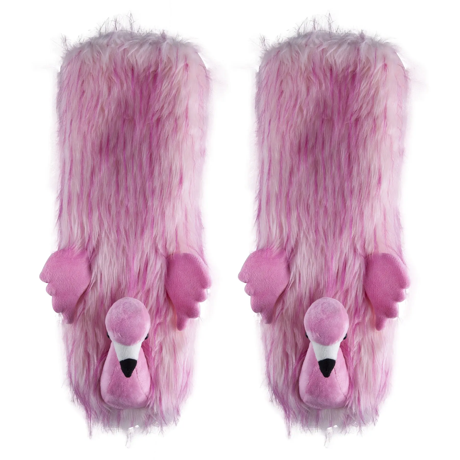 Women's Plush Novelty Flamingo Non Slip Slipper Socks, Funny Fuzzy Soft Sherpa Socks, Size 5-10