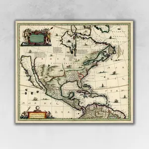 HomeRoots 391956 20 x 24 in. Vintage 1652 Map of Early North America Multi Color Wall Art