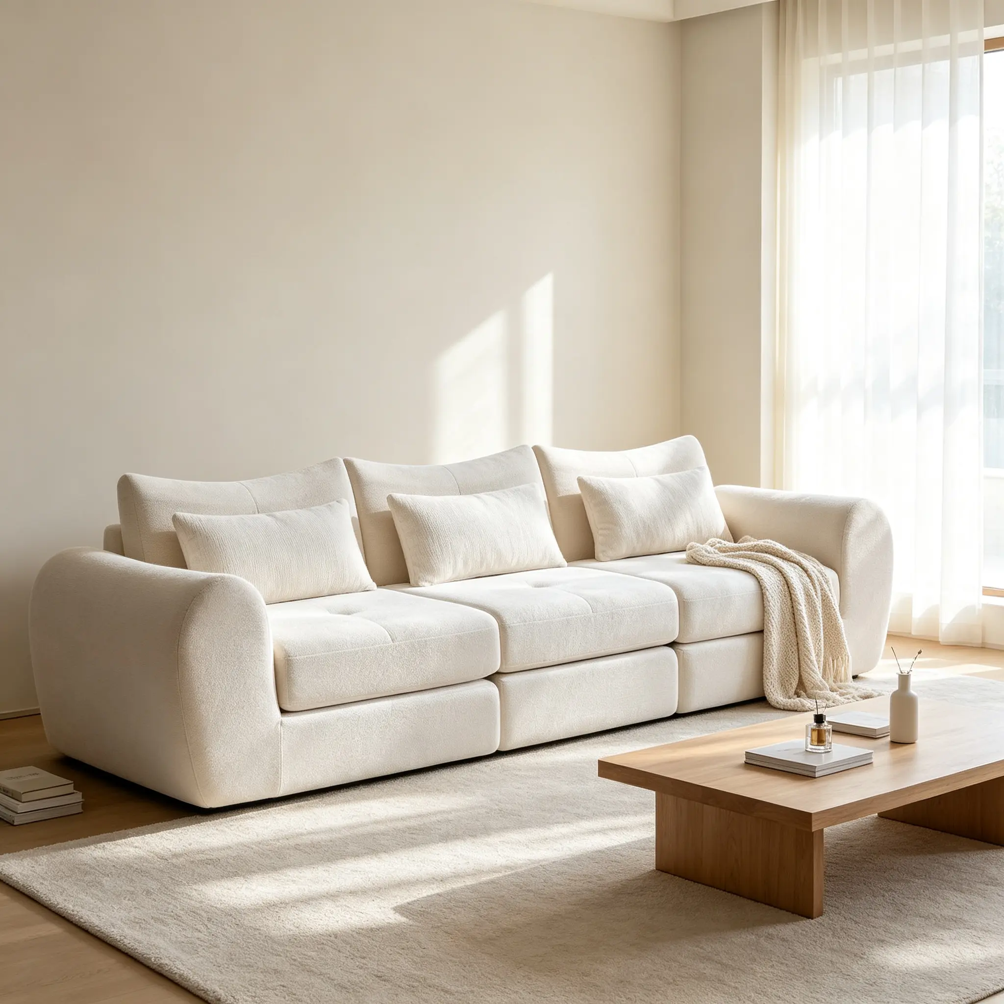 Modular Cloud Sofa, Convertible Sectional Sofa Bed with High-Density Foam, Flannel Upholstered Couch for Living Room, Bedroom, Apartment
