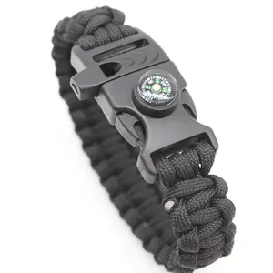 Paracord Survival Bracelet with Compass, Outdoor Emergency Wristband, Multifunctional 7 Core Braided Rope