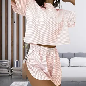 Soft-Touch Sleep Set | Easy-Breezy Striped Sleep Set | Cozy Striped Sleep Set |  Cloud-Like Striped Lounge Duo | side split short