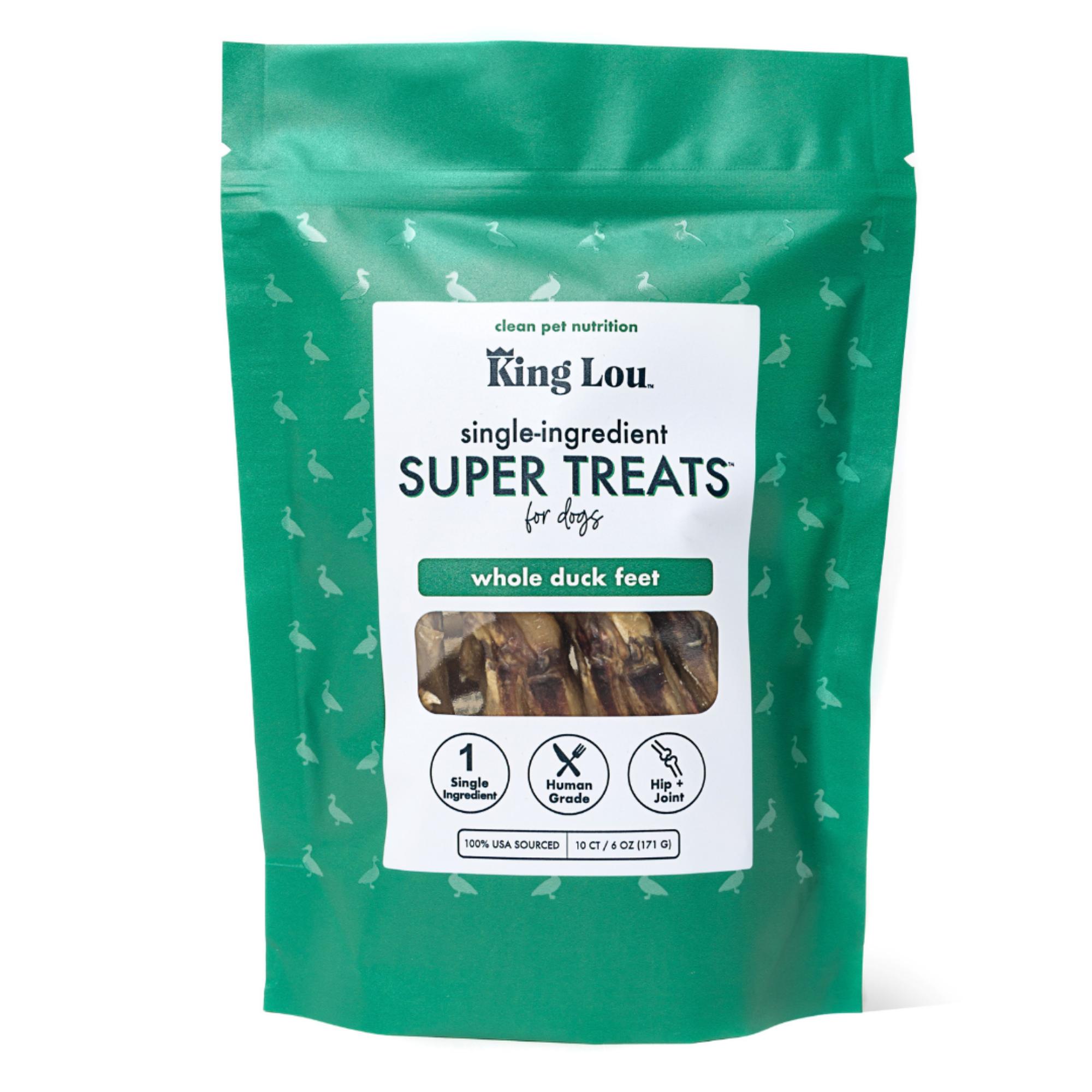 King Lou Whole Duck Feet Dental Treats for dogs, Human-Grade, Single Ingredient, 100% USA Pet Supplies Chews All Natural Food