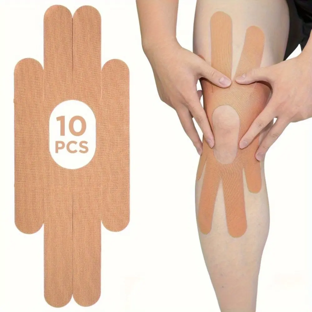 10-Pack Pre-Cut Kinesiology Tape - Sweat Proof & Lightweight for Knee & Joint Support, Gym, Yoga & Outdoor Activities