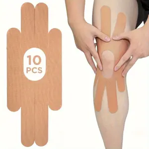 10-Pack Pre-Cut Kinesiology Tape - Sweat Proof & Lightweight for Knee & Joint Support, Gym, Yoga & Outdoor Activities