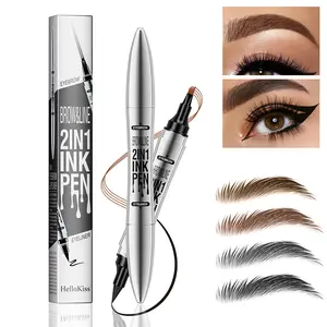 Waterproof 4-Tip Eyebrow Pen, Long-Lasting Microblading Pencil, Smudge-Proof & Sweat-Proof Formula for Fluffy Natural 3D Brows, Easy Daily Makeup Tool