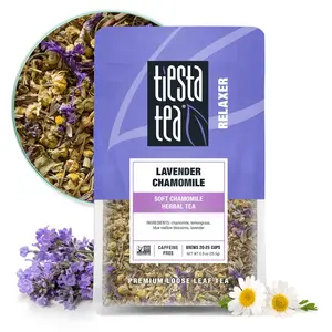 Lavender Chamomile Herbal Tea | Loose Leaf | Calming Blend with Chamomile, Lavender, and Lemongrass | Caffeine-Free Herbal | Great for Hot or Iced | Resealable Pouch, 25 Cups | 0.9 Ounce