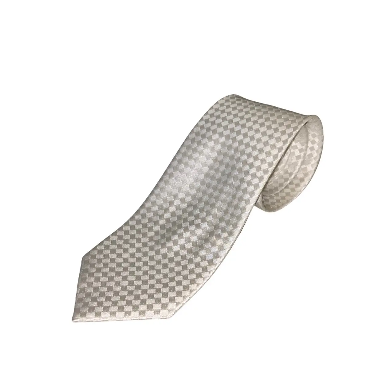 MELBYKEYTE 100% Silk Tie for Men 3.5inch x 57inch - Silver Checkered Design Perfect for Formal and Business Wear