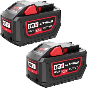 2-Pack Replacement for Milwaukee M18 48-11-1862 2-Pack 18V 12Ah Power Tool Battery Pack for Power Tools (48-11-1865 x 2)