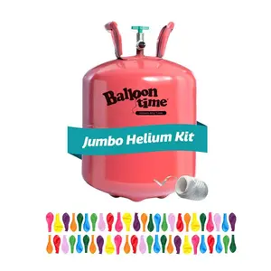 12" Jumbo Helium Balloon Tank Kit: Steel, Red, Birthday Party Accessory, Ages 18+, Balloon Time