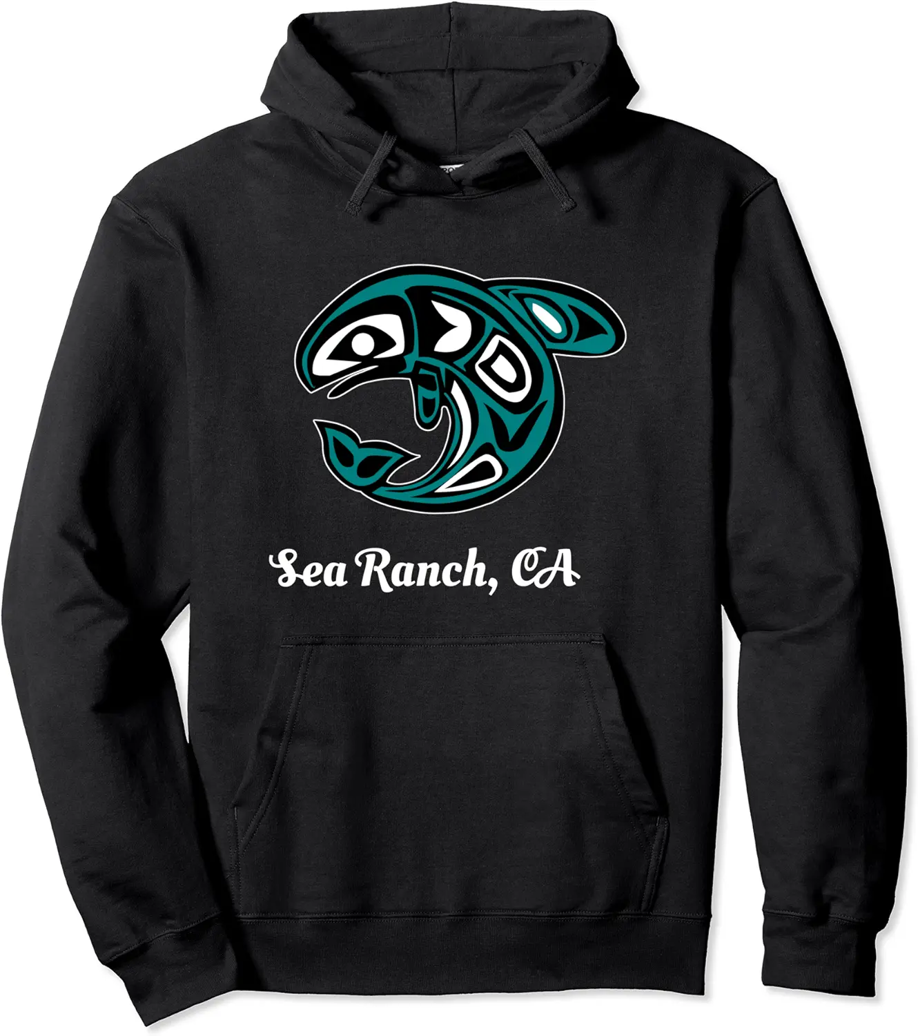 Sea Ranch CA Native American Tribal Orca Killer Whale Pullover Hoodie - Nallelycor Shop 41B09F6NKJN5