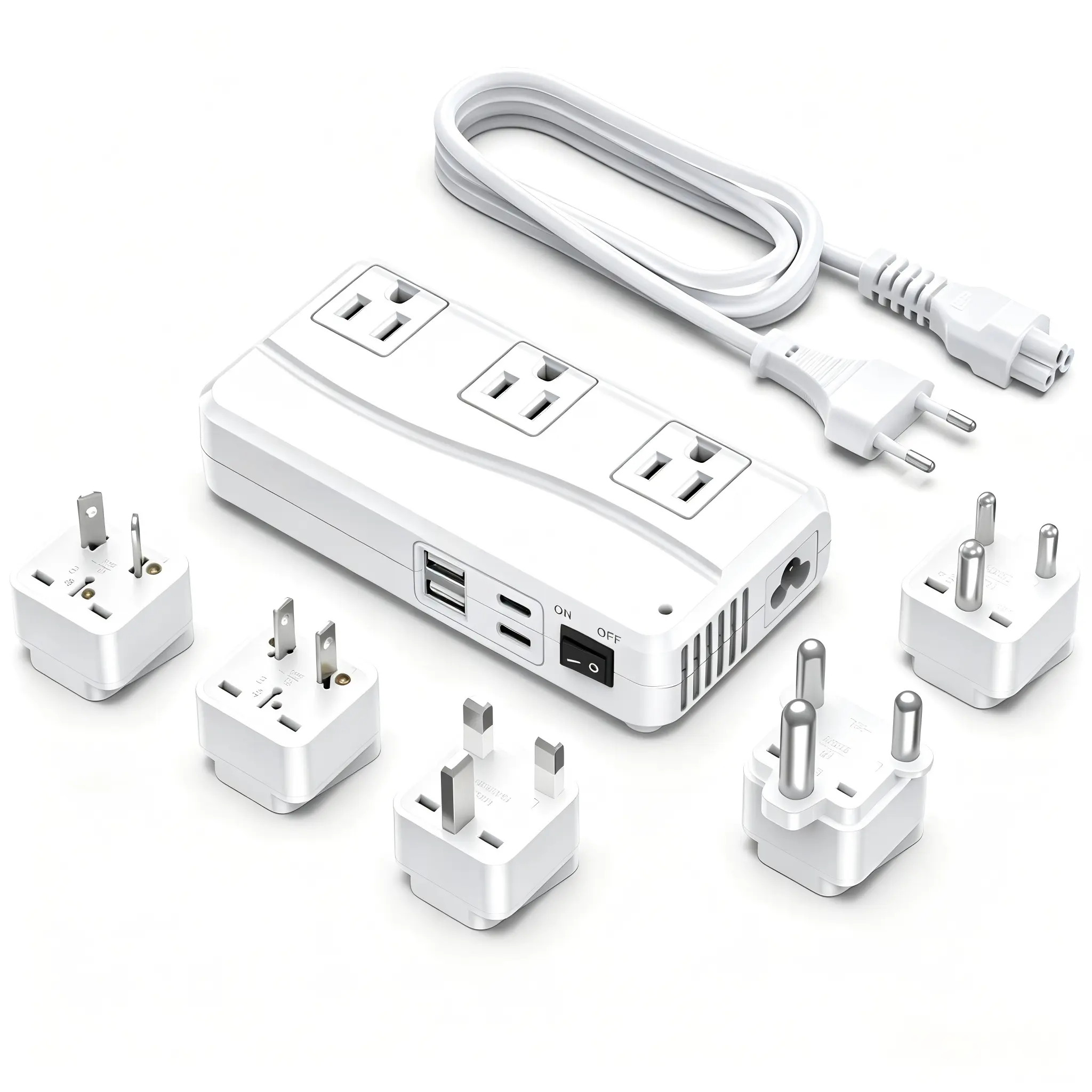 BESTEK 220V to 110V Step Down Voltage Converter 300W, International Travel Power Adapter with 2 USB-C PD 20W Fast Charging & 2 USB-A, 3 AC Converter for US Devices in EU/UK/AU/JP/India/South Afric