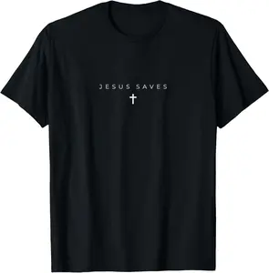 100% Cotton Jesus Saves Cross Subtle Christian Minimal Religious Faith T-Shirt