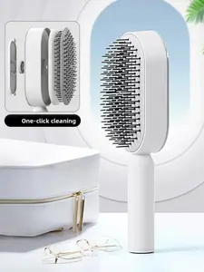 Luxury upgraded version, featuring a push-button cleaning design, suitable for women with long hair, popular air cushion massage comb