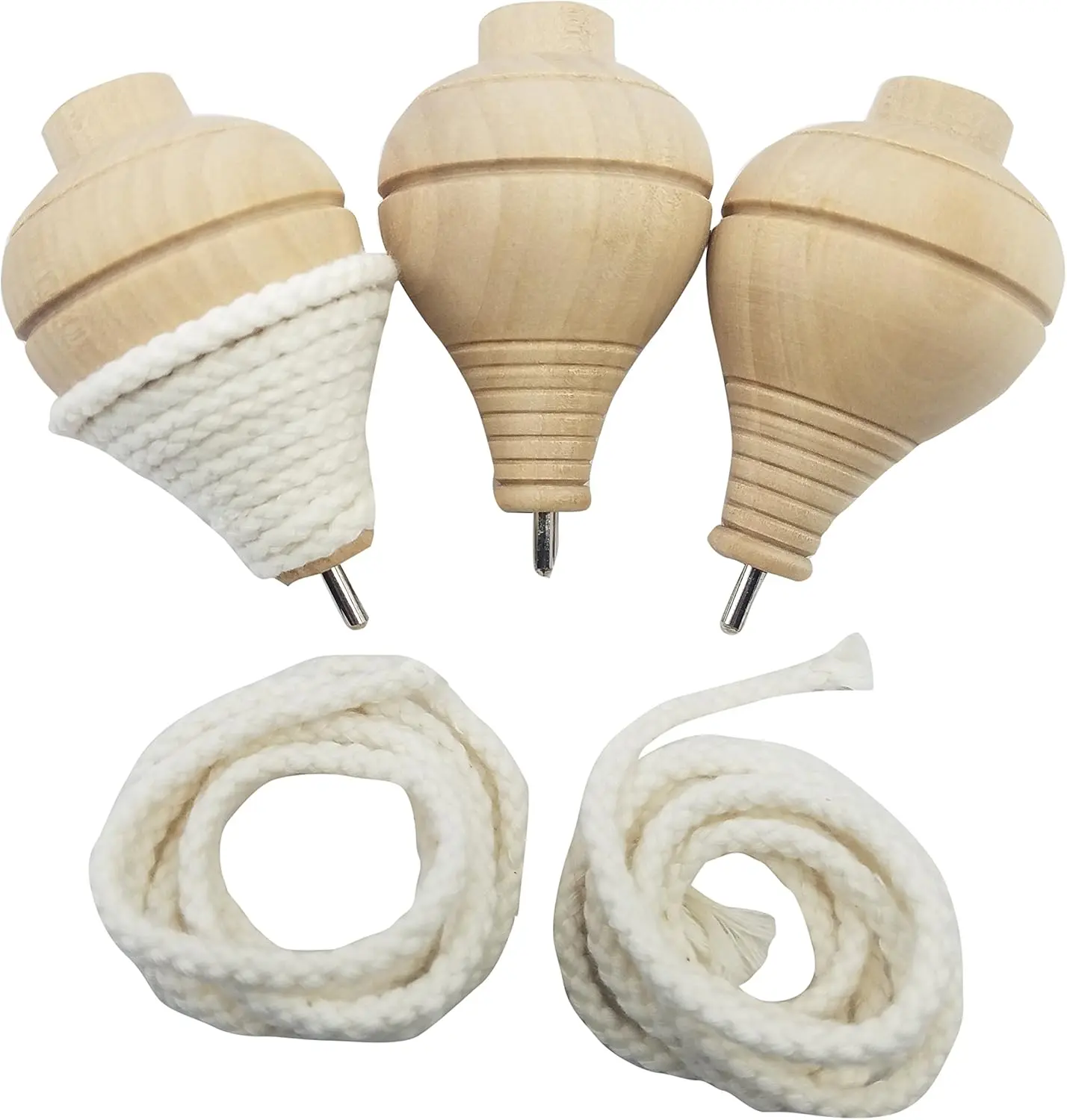 Adventure Awaits! - 3 Pack Hand-Carved Wooden Trompos Tops with Strong Steel Point - Smooth Finish! Each Top (x3) is Together in one Package.