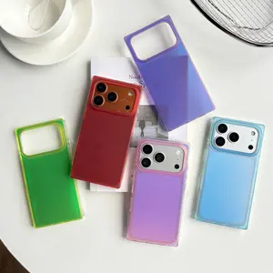 Fashion Unique Five-Color Laser Light Matte Translucent Rectangular Phone Case Cover For iPhone 17 16 15 Pro Max