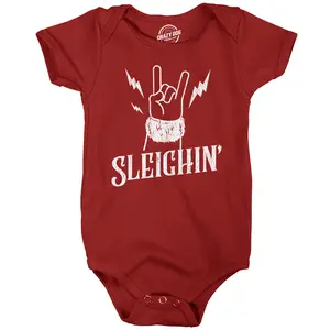 Sleighin Baby Bodysuit Funny Sarcastic Santa Claus Graphic Novelty Jumper For Infants Funny Baby Onesies Christmas Clothes for Baby Novelty Onesie Red -