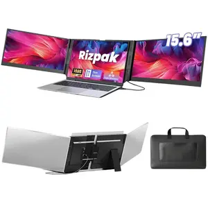 One Cable Laptop Screen Extender, 15.6” Ultra-Slim Triple Portable Monitor, 1080P FHD IPS Display, USB-C/USB-A Connection, Travel Monitor for 13–17.3" Laptops, MacOS/Windows/Android
