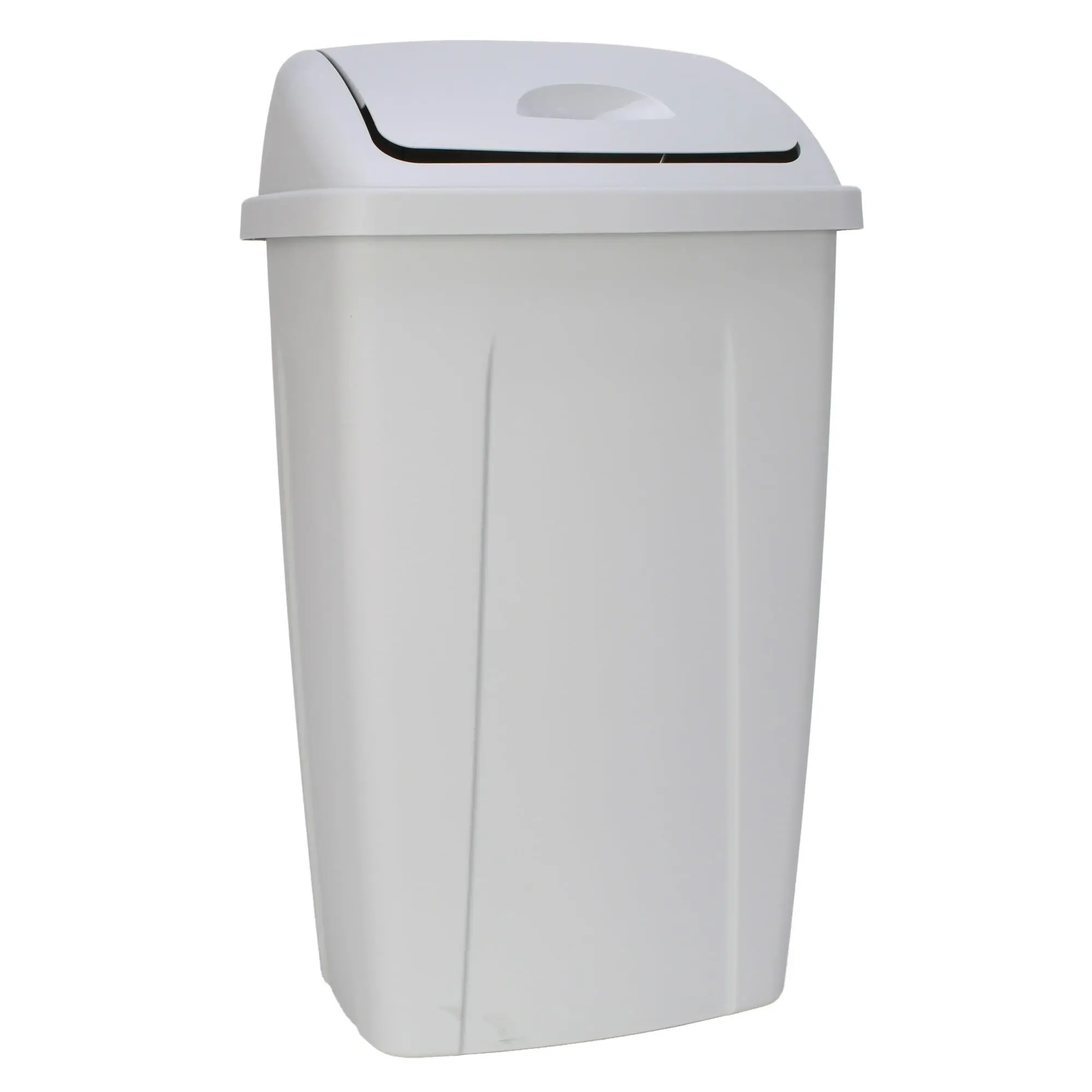 Stylish Swing Lid 13-Gallon Trash Can - Easy Clean & Durable Plastic