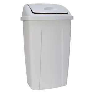 Stylish Swing Lid 13-Gallon Trash Can - Easy Clean & Durable Plastic