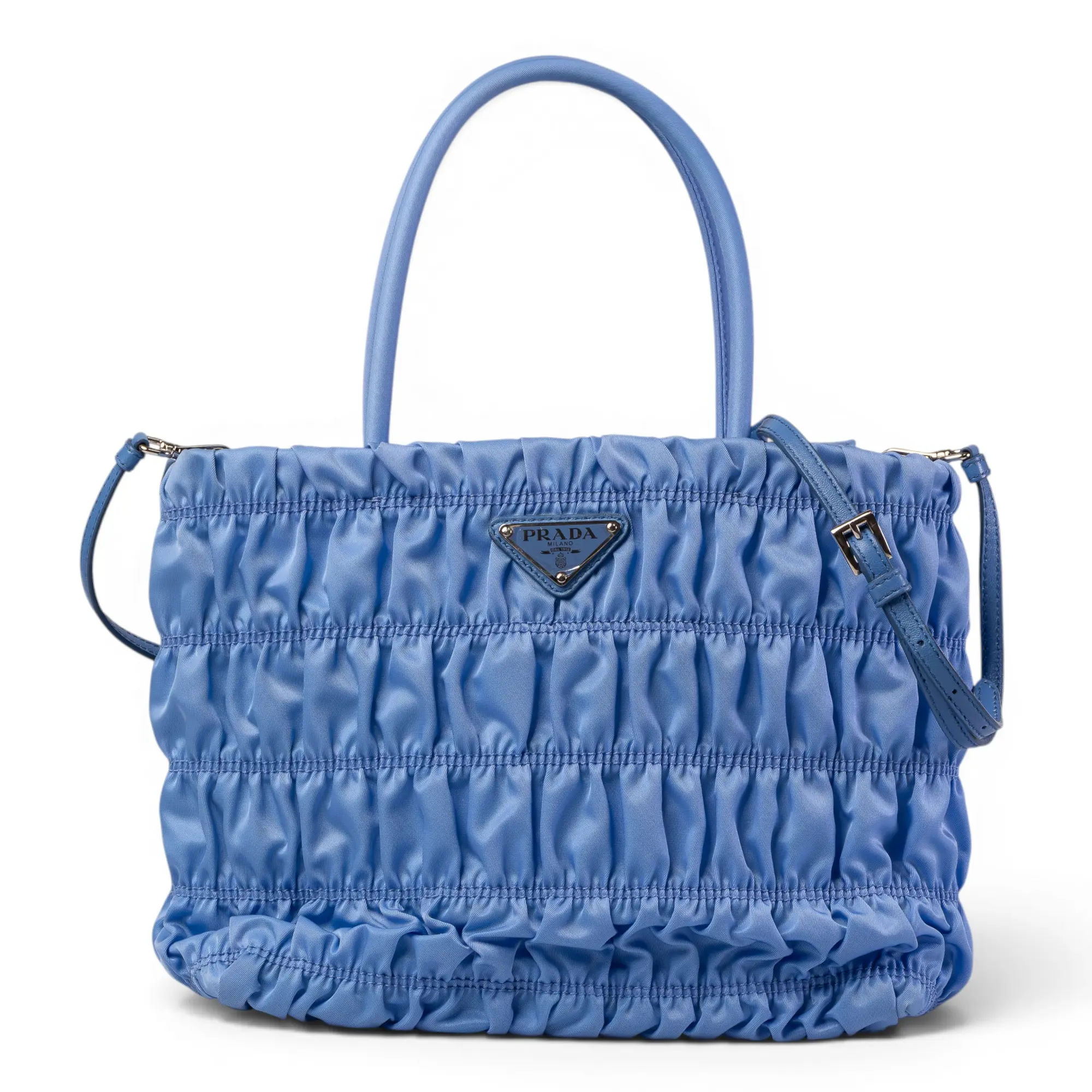 Pre-owned PRADA Nylon Shoulder bags CN26051081 Blue Gaufre Satchel