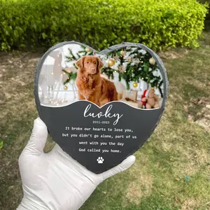 Custom Pet Memorial Stone with Photo | Personalized Dog & Cat Grave Marker | Pet Remembrance Headstone | Sympathy Gift for Pet Loss