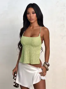 Backless Tie Back Tank Top, Textured Fabric Design, Perfect for Casual Wear & Stylish, Ideal for Everyday Use