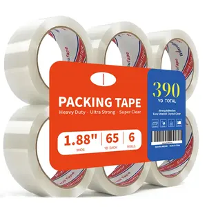 Heavy Duty PackingTape for Shipping, Moving and Taping up Box, Clear Packing Tape,Total 390Y, 1.88 inch x 65 Yards,6 Rolls,  Packaging Tape