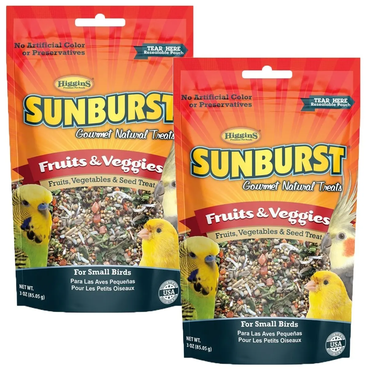 Sunburst Fruits & Veggies Gourmet Treats For Small Birds 2 Pack