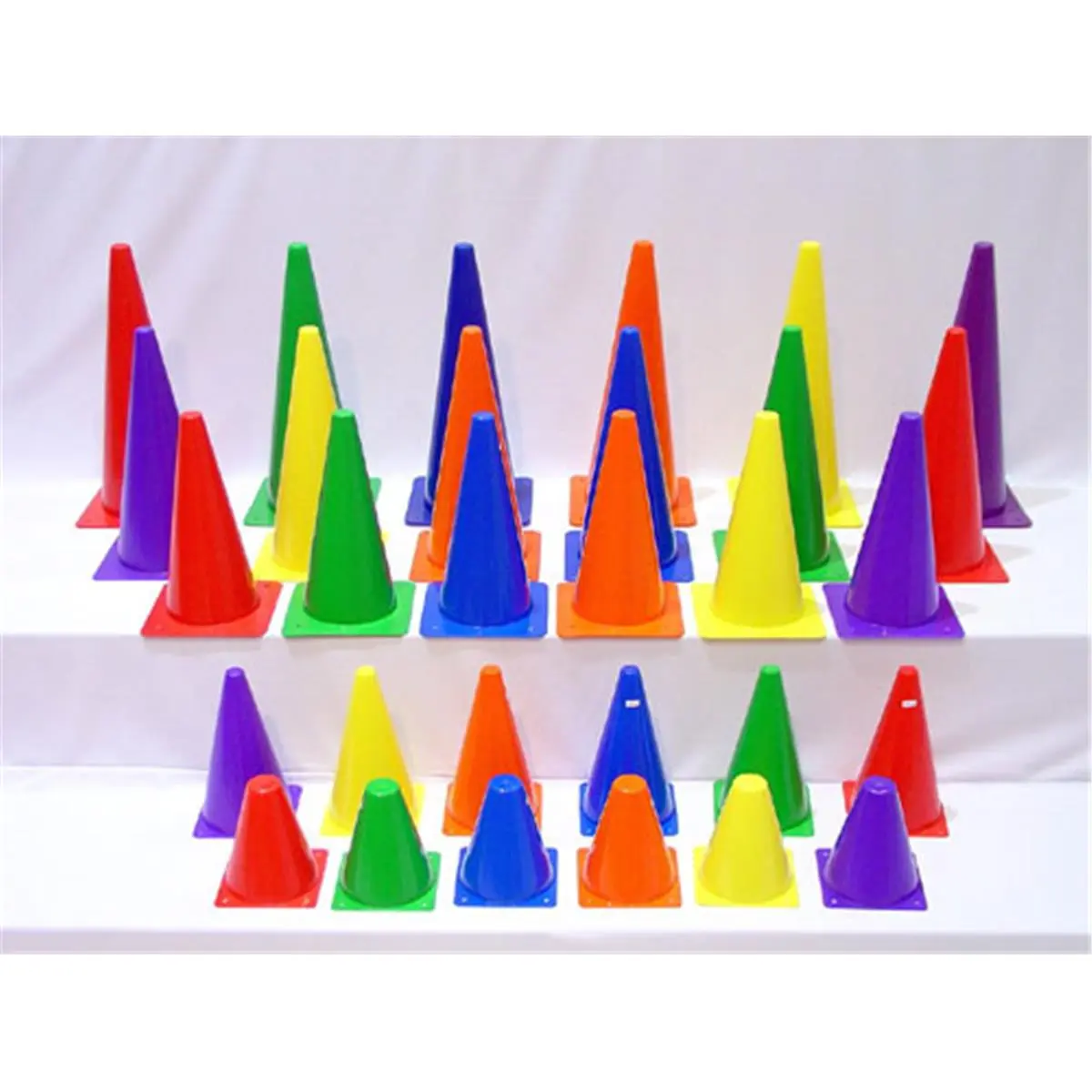 212 MAIN 9-Inch Plastic Cones - Set of 6, Bright High-Visibility Colors, Sports Day Markers for Indoor/Outdoor Sports & Fitness Activities
