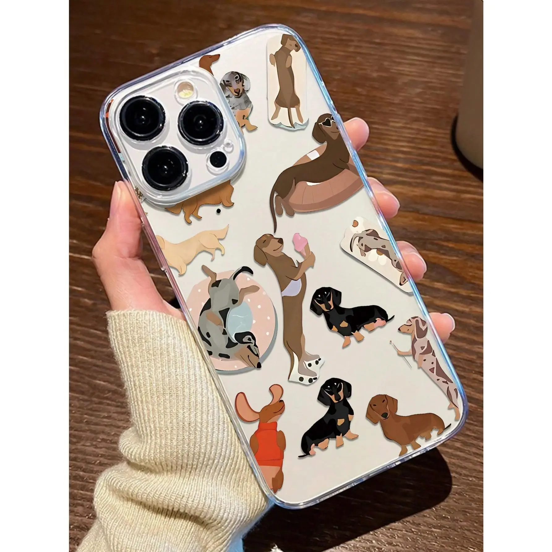 Dachshund Winter Scarf Transparent TPU Smartphone Casing - Shockproof, Anti-Fingerprint Accessory for iPhone 17/16/15/14/13/12/11 Handheld Devices, Ideal Christmas Gift for Accessories Enthusiasts